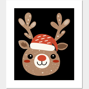 Cute kawaii reindeer Christmas design Posters and Art